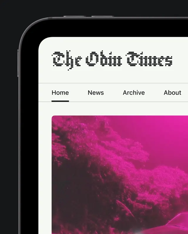 The Odin Times magazine website carousel (slide 1), editorial, gradient-heavy, vibrant