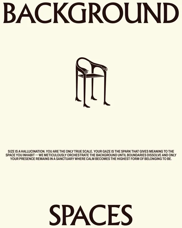Background Spaces, interior design brand system (slide 3), minimal, editorial, monochrome