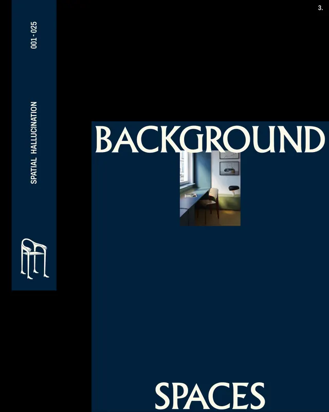 Background Spaces, interior design brand system (slide 9), minimal, editorial, monochrome