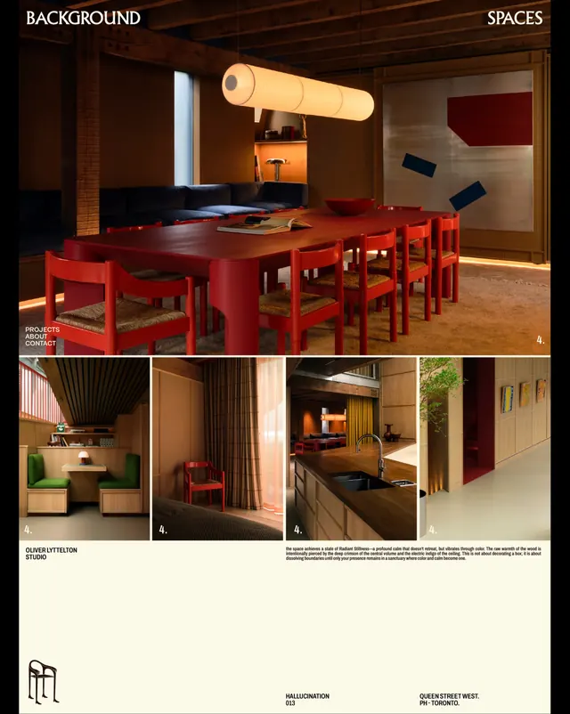 Background Spaces, interior design brand system (slide 11), minimal, editorial, monochrome