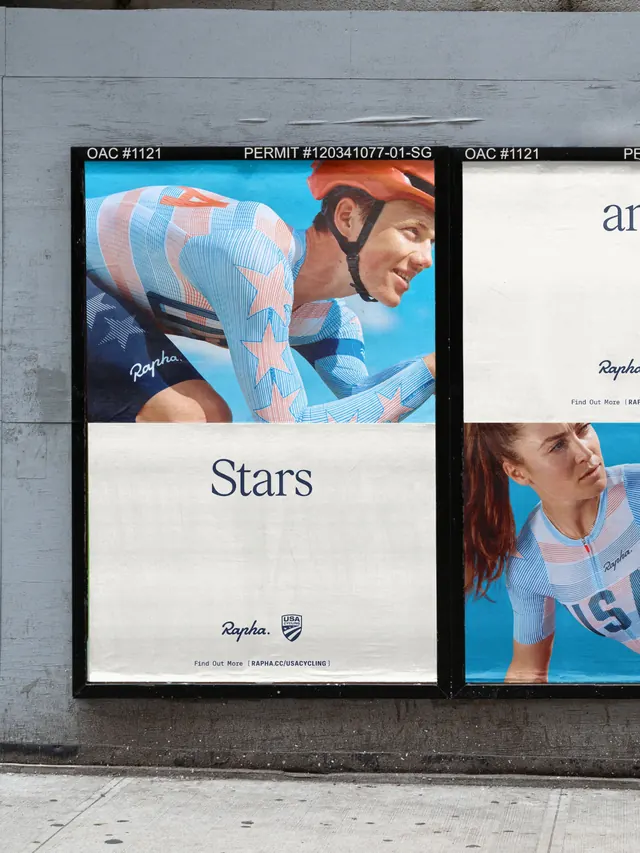 Rapha USA Cycling identity campaign (slide 5), editorial, photographic, vibrant