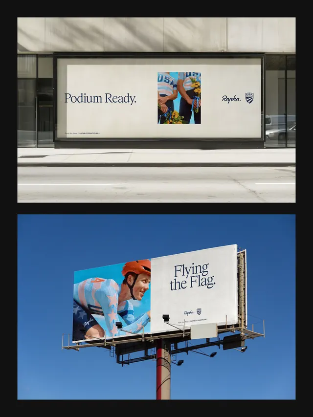 Rapha USA Cycling identity campaign (slide 9), editorial, photographic, vibrant