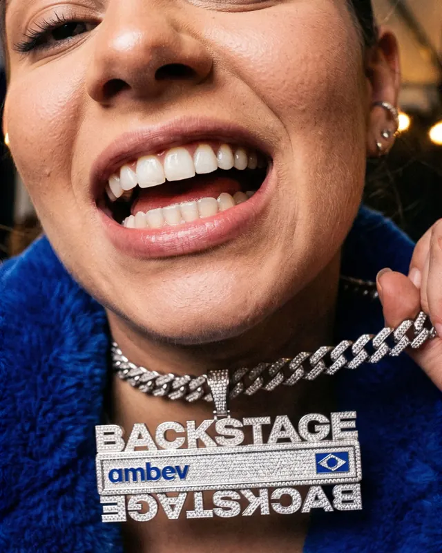 Backstage Ambev brand campaign carousel (slide 10), editorial, playful, vibrant