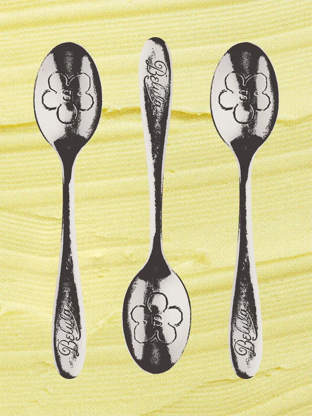 BeLULA product styling carousel with utensils and natural elements (slide 1), photographic, minimal, muted