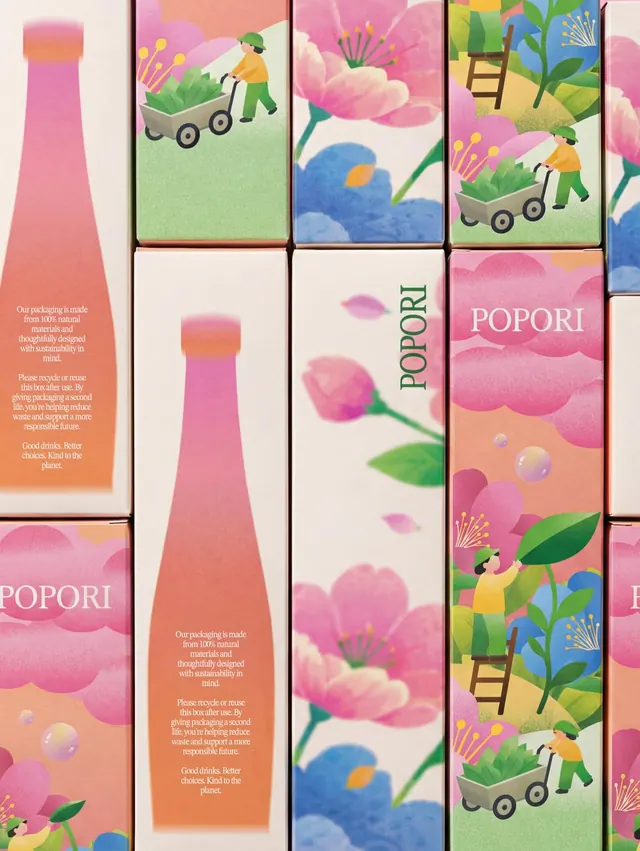 Popori natural soda packaging system (slide 3)