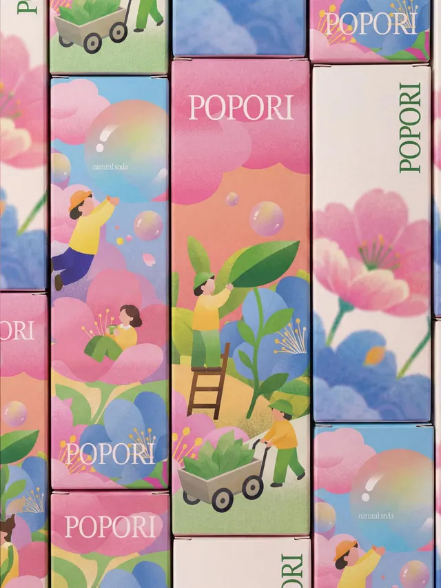Popori natural soda packaging system (slide 6)