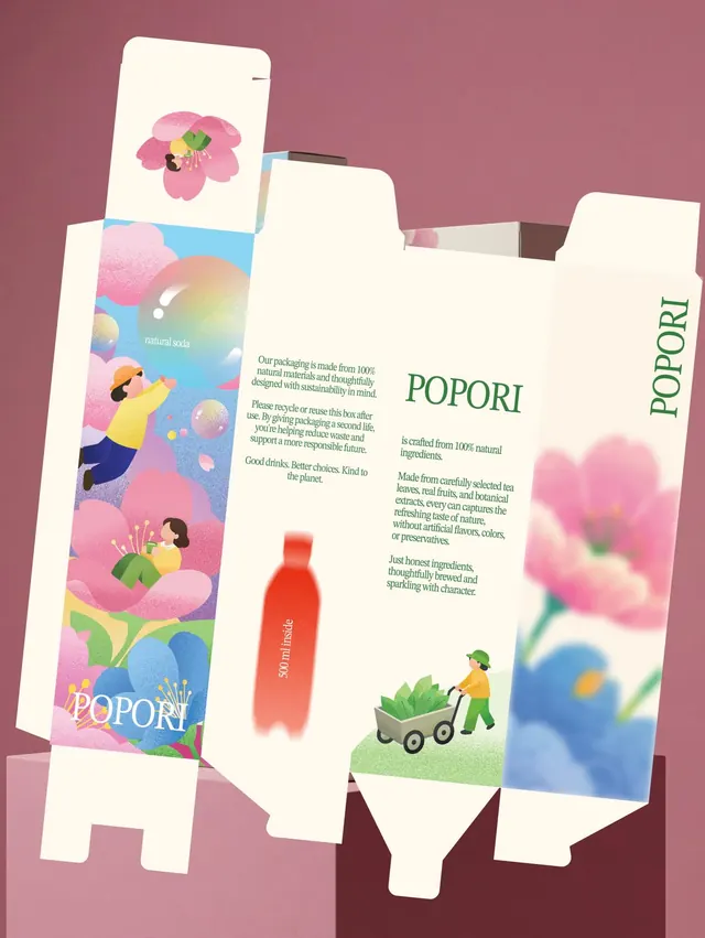 Popori natural soda packaging system (slide 9)