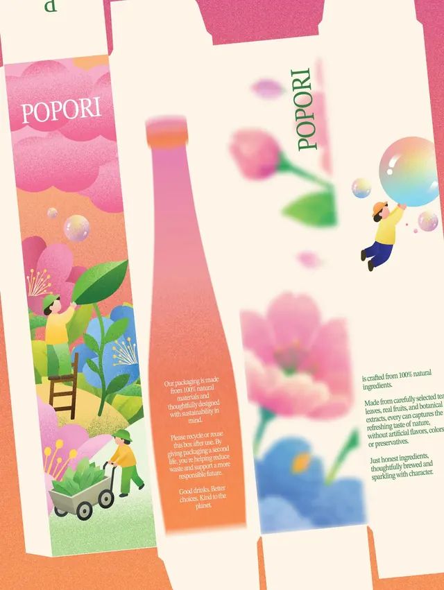 Popori natural soda packaging system (slide 10)