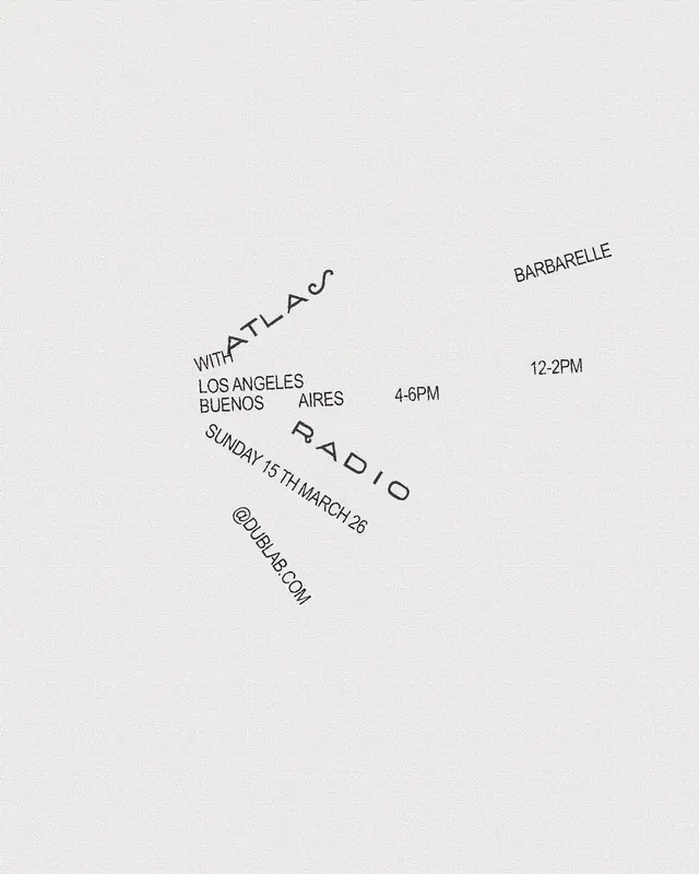 Atlas Radio flyer series with Barbarelle, minimal, typographic, light