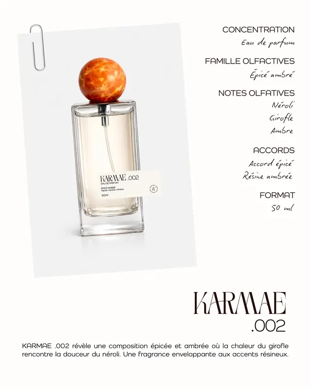 Karmae perfume brand identity carousel (slide 4)