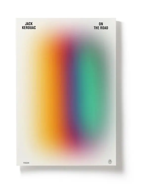 Jack Kerouad On The Road Book Cover, minimal, abstract, vibrant