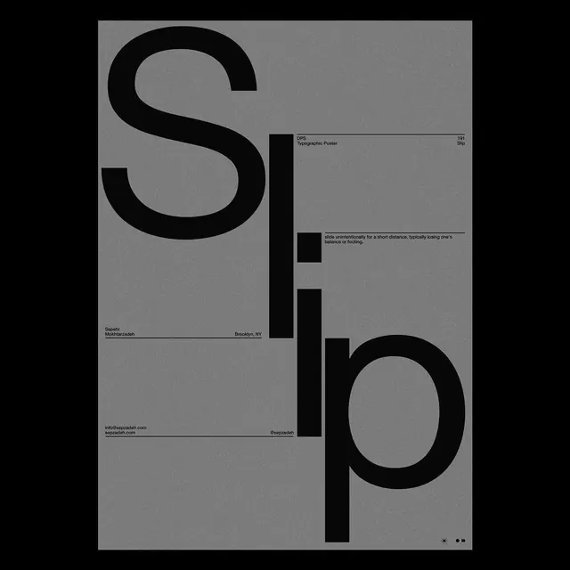 Typographic poster with large black serif letter, minimal, editorial, monochrome
