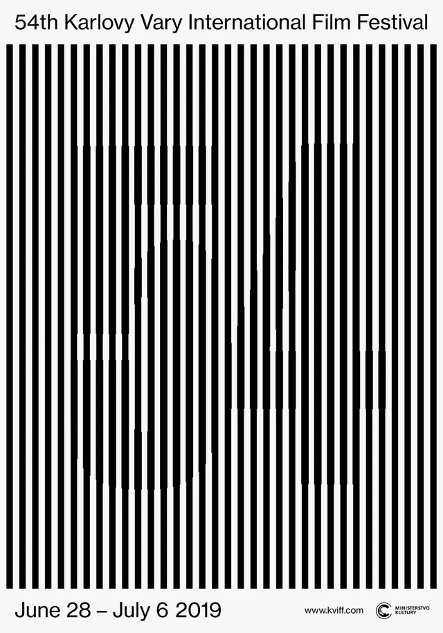 Karlovy Vary Film Festival poster, minimal, geometric, monochrome