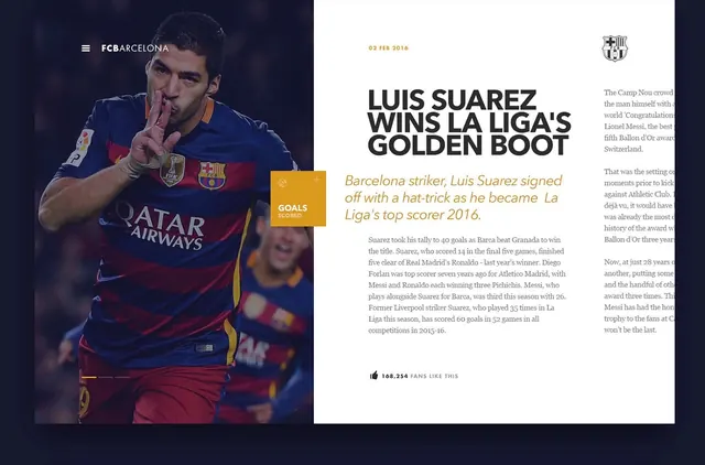 Luis Suárez Golden Boot editorial layout, editorial, photographic, dark