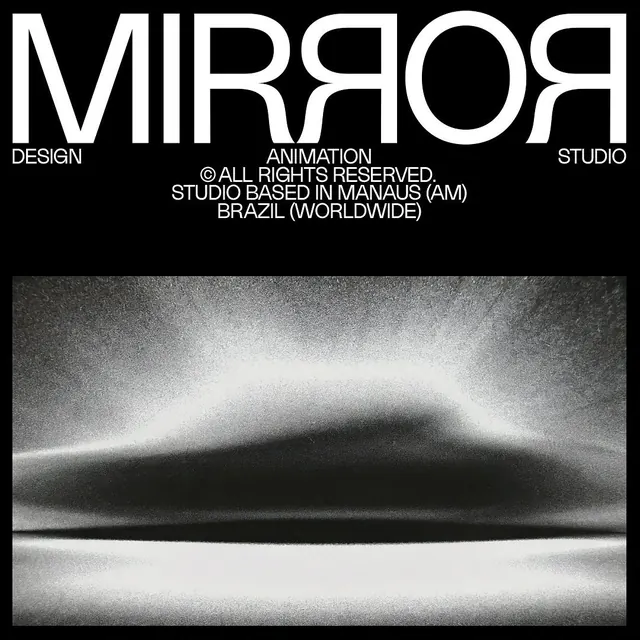 Mirror animation studio poster, minimal, monochrome, dark