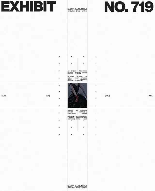 Exhibit No. 719 grid poster, swiss, minimal, monochrome