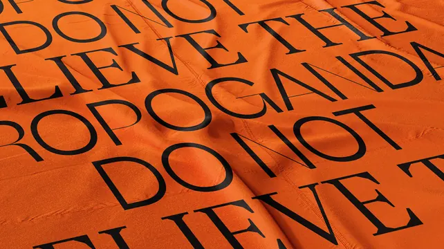 Do Not Believe The Propaganda fabric type, editorial, maximalist, vibrant