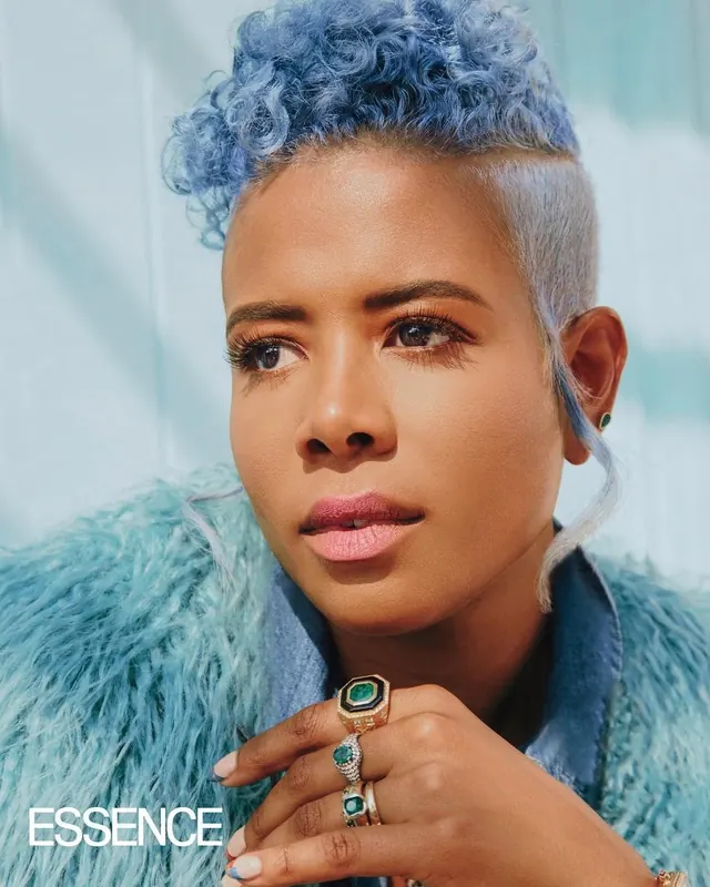 ESSENCE blue hair beauty editorial, editorial, photographic, cool