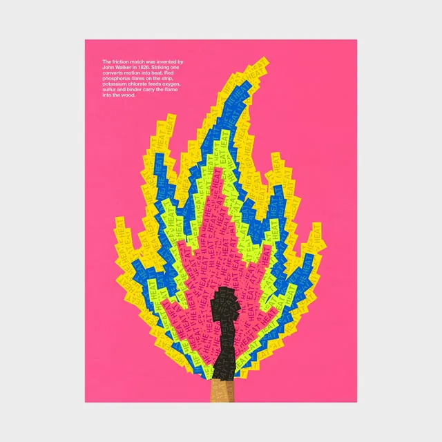 Flame Built from Type, minimal, vibrant
