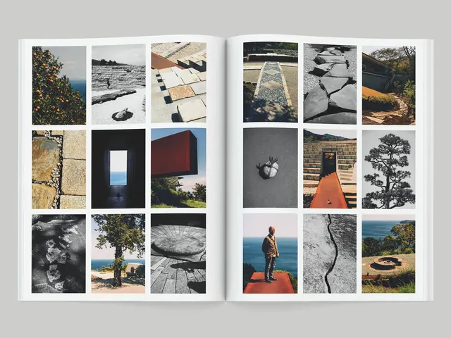B.A.M. studio work portfolio spread, editorial, photographic, earthy