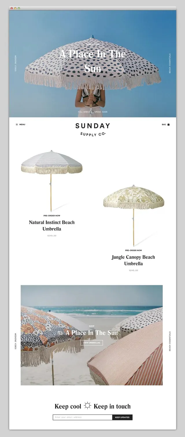 Beach Umbrella Travel Guide, minimal, light-mode, light