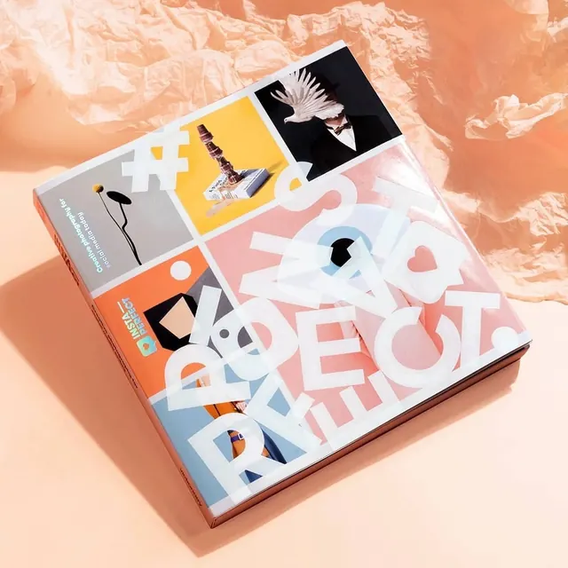 Collage Book Cover Design, maximalist, playful, vibrant