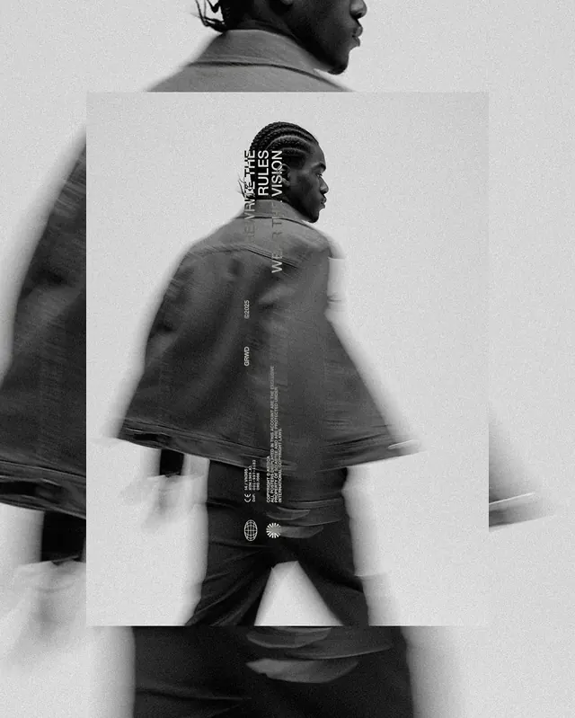 Streetwear Editorial Layout, minimal, brutalist, monochrome