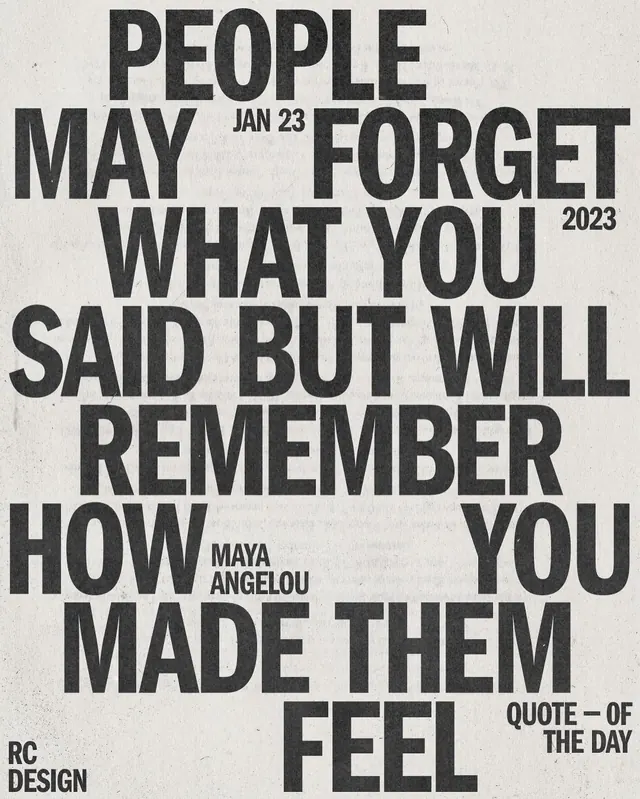 Maya Angelou quote typographic poster, editorial, oversized, light
