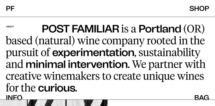Post Familiar Identity Layout, minimal, swiss, monochrome