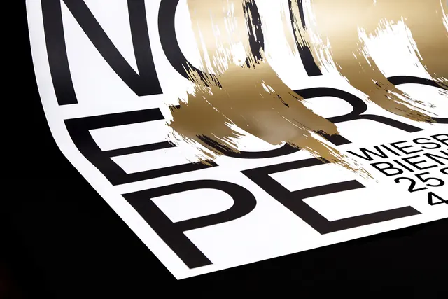 Wiesbaden Biennale poster, minimal, editorial, light