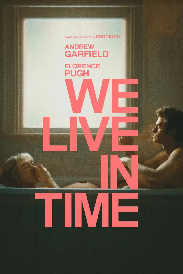 Film poster with oversized typography and figures, editorial, gradient-heavy, vibrant