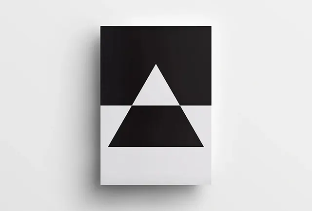 Geometric triangle diptych, minimal, geometric, monochrome