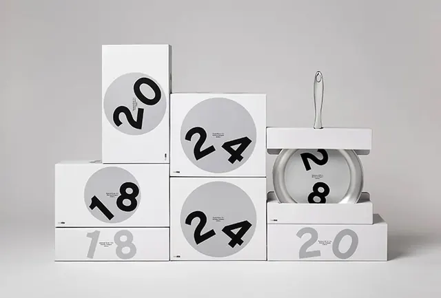 Stacked numbered packaging design, minimal, geometric, light