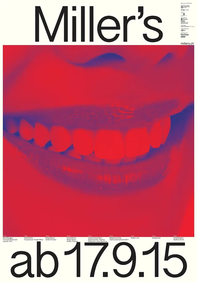 Miller's seasonal poster campaign, geometric, gradient-heavy, vibrant