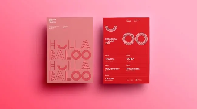 Hullabaloo event promotional poster pair, playful, gradient-heavy, vibrant