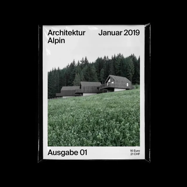Architektur Alpin magazine cover, editorial, minimal, muted