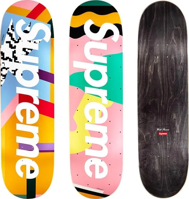 Colorful skateboard deck designs, playful, vibrant, vibrant