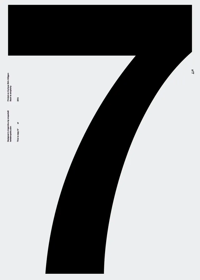 Bold black numeral seven graphic with typography, graphic, geometric, dark