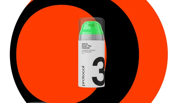 Protocol beauty product bottle packaging, minimal, geometric, vibrant