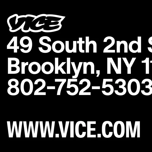 VICE office address placard, minimal, technical, dark