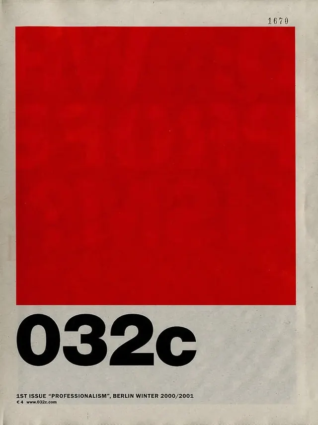 Magazine cover '032c Berlin 2000/2001, brutalist, minimal, vibrant