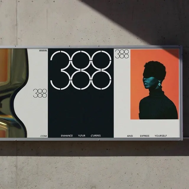 Geometric pattern billboard design, minimal, geometric, dark