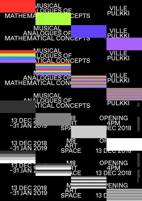 Ville Pulkki exhibition poster, editorial, minimal, vibrant