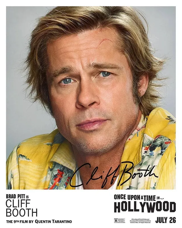 Once Upon a Time in Hollywood" movie poster, editorial, photographic, warm