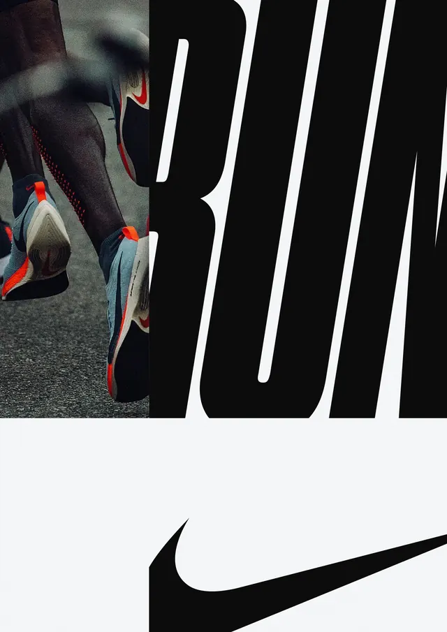 Dynamic Nike athletic poster, photographic, bold, vibrant