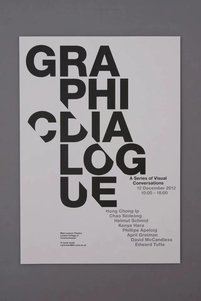 Typography-focused event poster for graphiology lecture series, editorial, swiss, monochrome