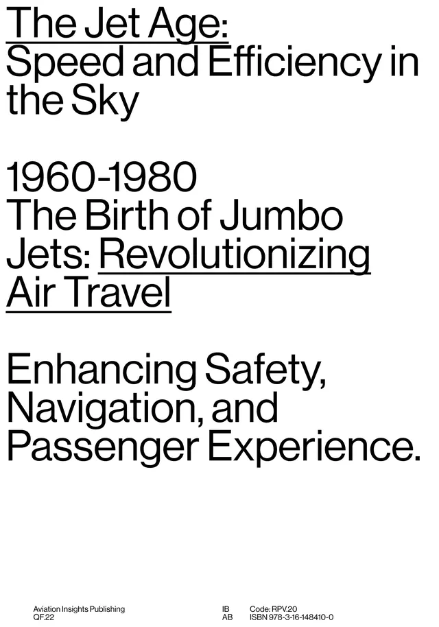 Aviation history editorial page layout with serif typography, editorial, minimal, light