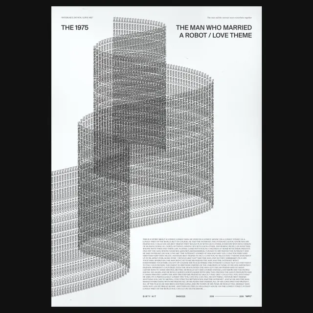 Typographic editorial spread with nested text-pattern imagery, editorial, technical, monochrome