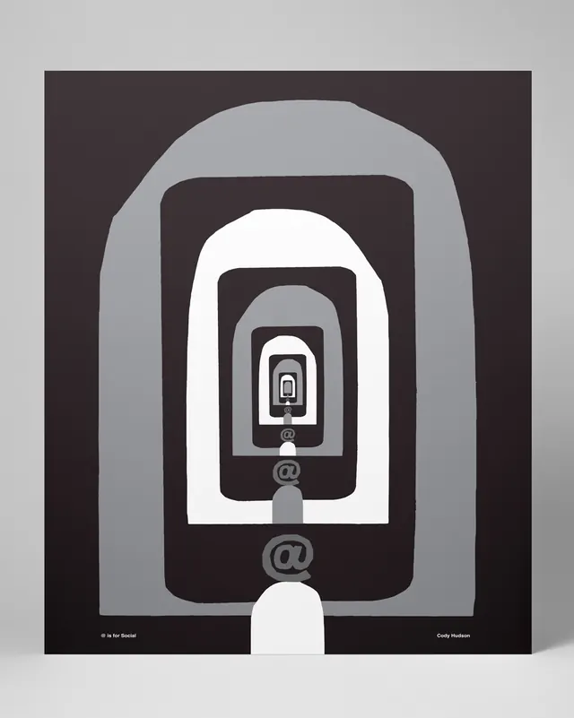 Nested phone shapes poster, geometric, abstract, monochrome