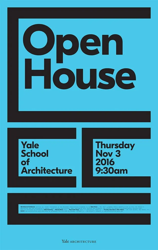 Michael Bierut Yale School of Architecture poster, editorial, minimal, monochrome